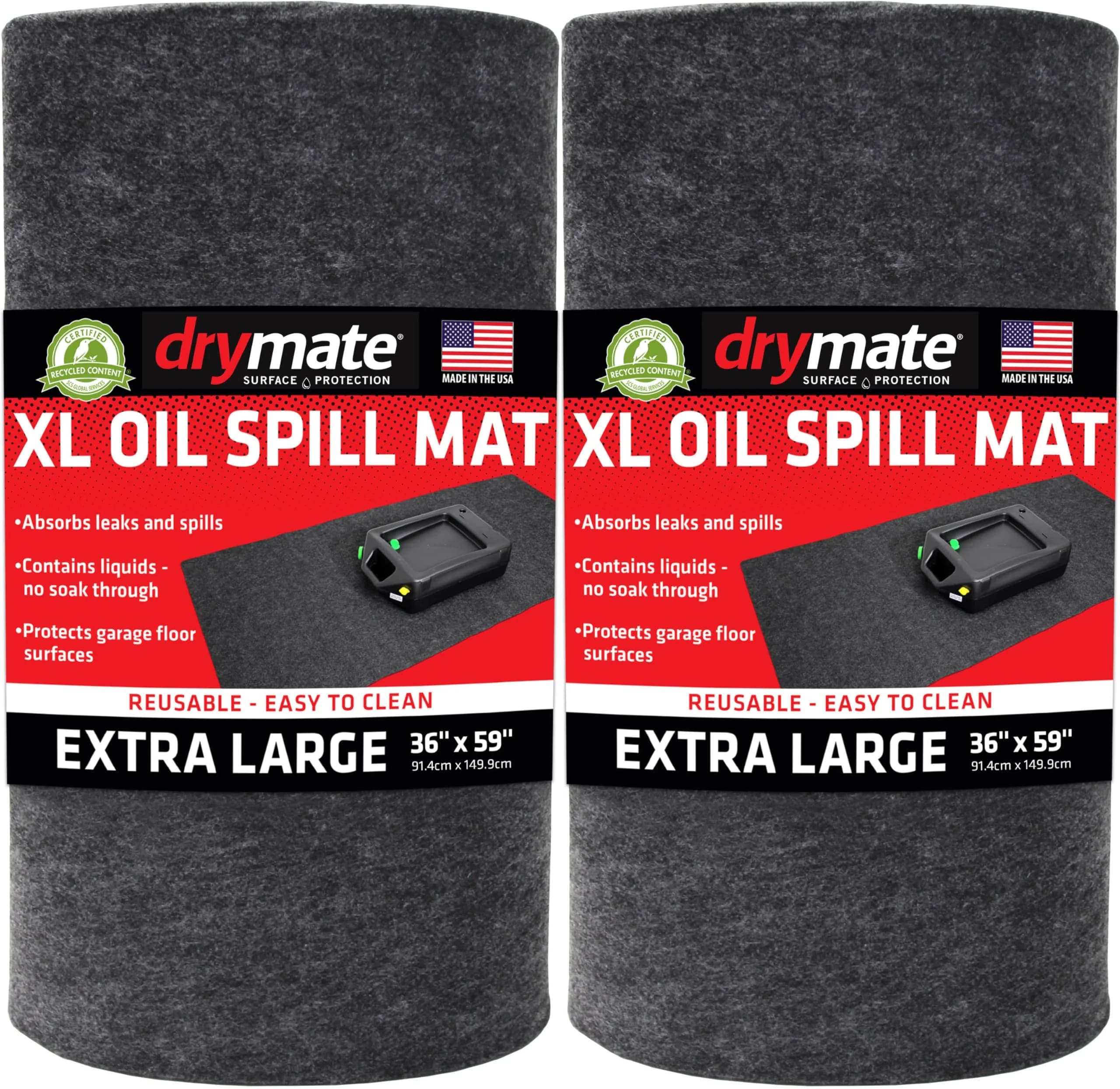 Drymate XL Oil Spill Mat 91cm x 150cm (36" x 59") (2-Pack) | Protects Garage Floors from Oil & Coolant