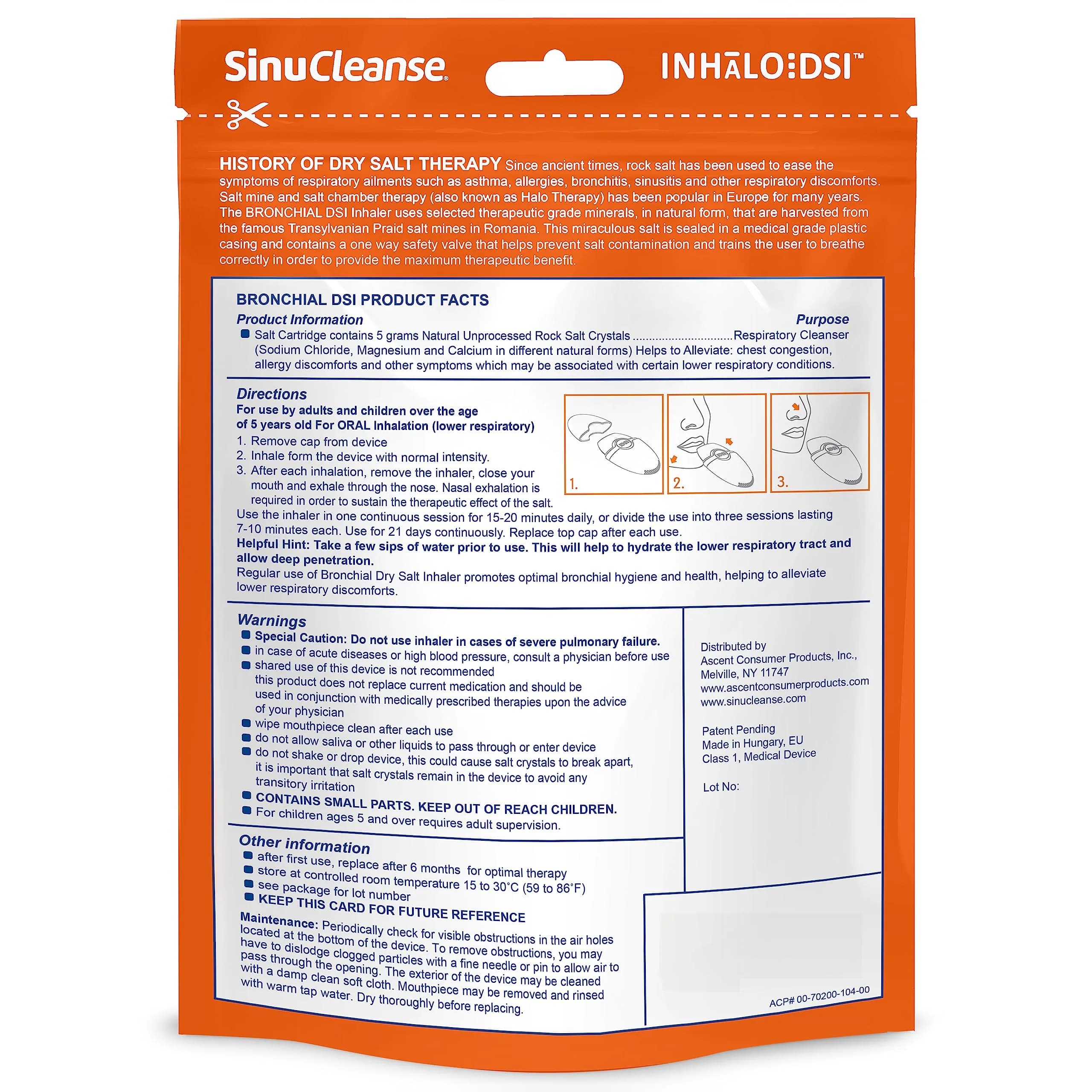 SinuCleanse Inhalo Bronchial Dry Salt Portable Respiratory Inhaler 1 Count | Natural Salt Crystals for Chest Congestion & Allergy Relief - view 6