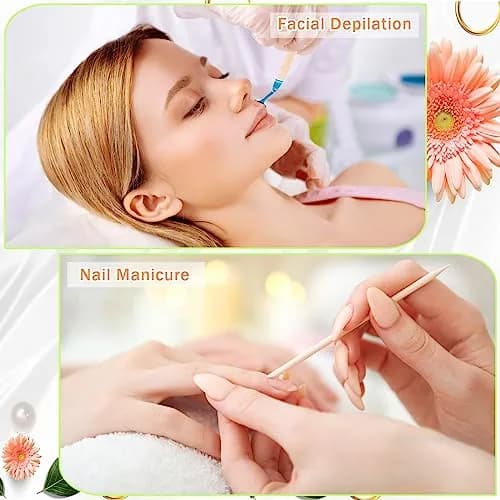 JANYUN Hair Removal Wax Sticks 200 Pcs | Double-Sided Pointed Flat Handle for Small Detailed Areas thumbnail 5