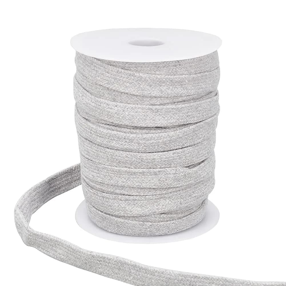 BENECREAT 27 Yards Light Grey Flat Cotton Cord 15mm | Durable Garment & DIY Drawstring — 15mm / Light Grey