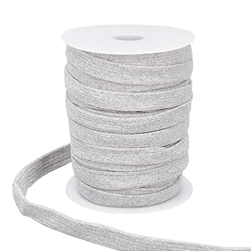 BENECREAT 27 Yards Light Grey Flat Cotton Cord 15mm | Durable Garment & DIY Drawstring thumbnail 1