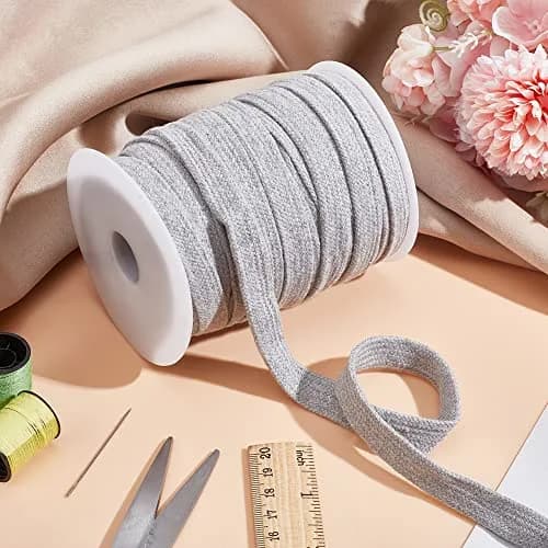 BENECREAT 27 Yards Light Grey Flat Cotton Cord 15mm | Durable Garment & DIY Drawstring thumbnail 5