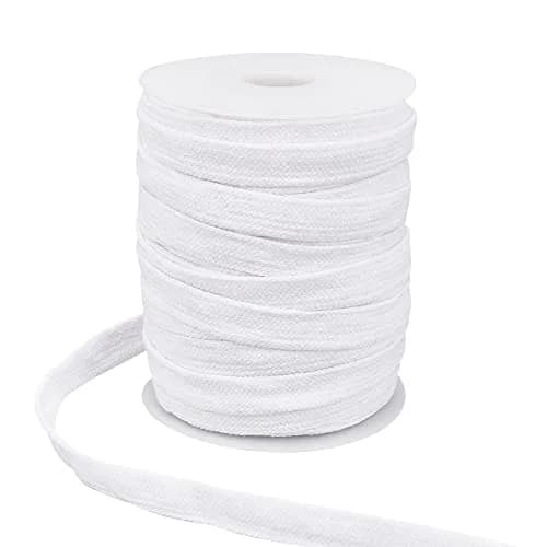 BENECREAT 27 Yards White Flat Cotton Cord | 5/8 inch Wide Hollow Drawstring for Garment & Crafts thumbnail 1