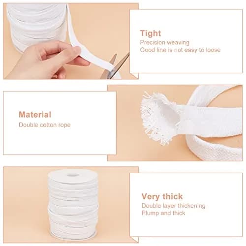 BENECREAT 27 Yards White Flat Cotton Cord | 5/8 inch Wide Hollow Drawstring for Garment & Crafts thumbnail 4