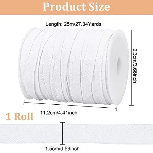 BENECREAT 27 Yards White Flat Cotton Cord | 5/8 inch Wide Hollow Drawstring for Garment & Crafts thumbnail 2