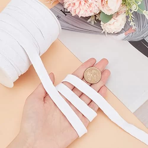 BENECREAT 27 Yards White Flat Cotton Cord | 5/8 inch Wide Hollow Drawstring for Garment & Crafts thumbnail 3