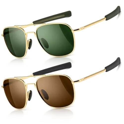 SUNGAIT Men's Military Style Polarized Pilot Aviator Sunglasses Bayonet Temples | HD UVA/UVB Protection (70-120 chars) thumbnail 1