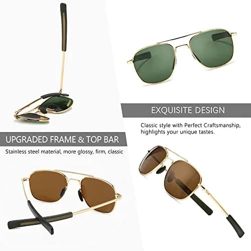 SUNGAIT Men's Military Style Polarized Pilot Aviator Sunglasses Bayonet Temples | HD UVA/UVB Protection (70-120 chars) thumbnail 4