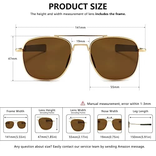 SUNGAIT Men's Military Style Polarized Pilot Aviator Sunglasses Bayonet Temples | HD UVA/UVB Protection (70-120 chars) thumbnail 5