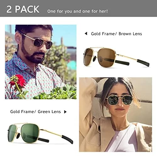 SUNGAIT Men's Military Style Polarized Pilot Aviator Sunglasses Bayonet Temples | HD UVA/UVB Protection (70-120 chars) thumbnail 3