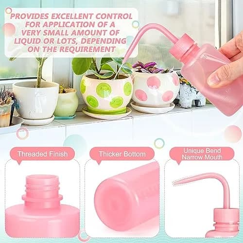 Valchoose Pink LDPE Squeeze Wash Bottle 150ml (5.1oz) | Bent Nozzle for Precision Watering & Lab Use thumbnail 6