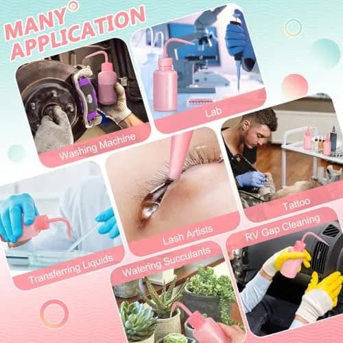 Valchoose Pink LDPE Squeeze Wash Bottle 150ml (5.1oz) | Bent Nozzle for Precision Watering & Lab Use thumbnail 3