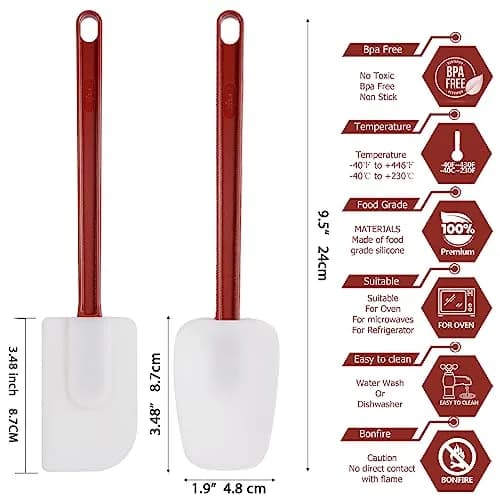 heffiso Silicone Rubber Spatula Set of 3, High Heat, Commercial (2 Spoonula + 1 Scraper, 24 cm / 9.5 Inches) | Food Grade Silicone for Indian Kitchens thumbnail 2