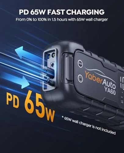 YaberAuto Jump Starter 8000A 99Wh | 65W Fast Charging for All Gas/12.0L Diesel thumbnail 3