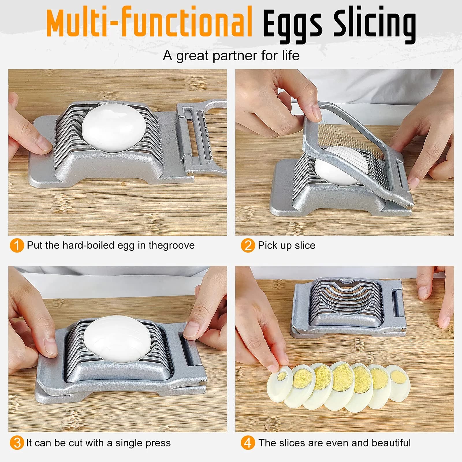REDSETS Multipurpose Heavy Duty Aluminium Egg Slicer with Stainless Steel Wire | Slices 11 Egg Pieces - view 5