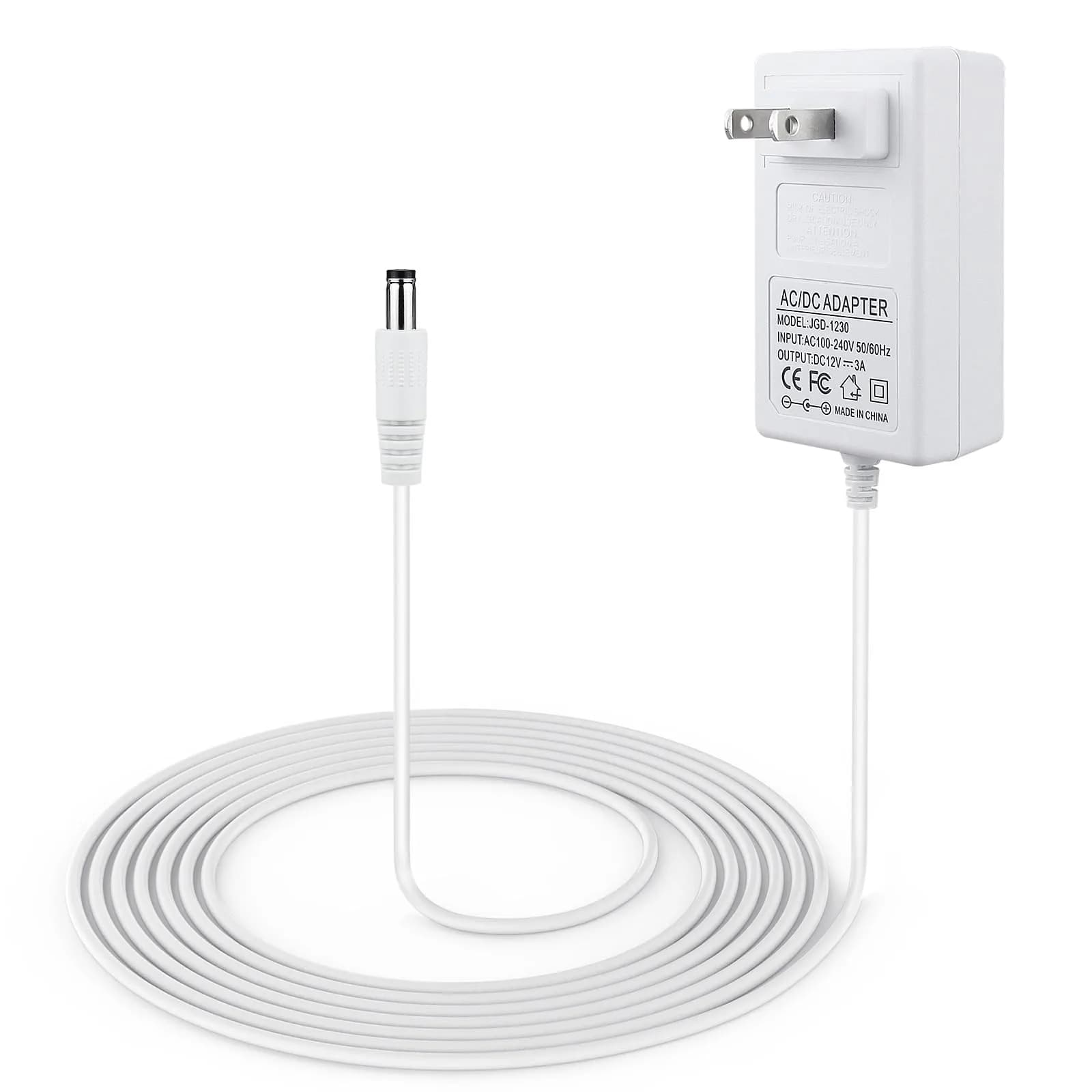 YEAOI 10ft Power Cord for 4moms mamaRoo 4 | 12V 3A Baby Swing Charger, White — White
