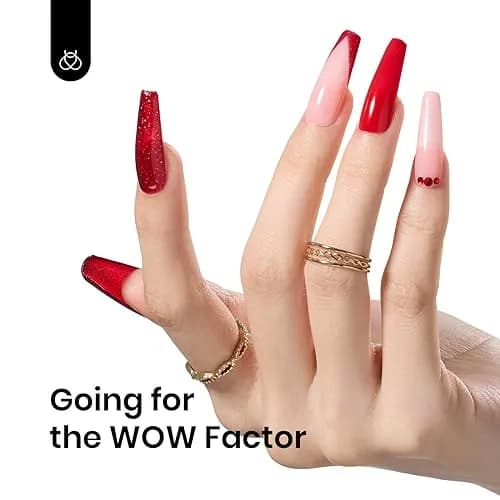 Beetles Glitter Red Gel Nail Polish Wine Red Shimmer 15ml (0.5 Fl Oz) | 10-Free Formula thumbnail 6