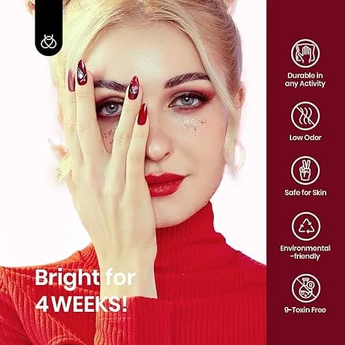 Beetles Glitter Red Gel Nail Polish Wine Red Shimmer 15ml (0.5 Fl Oz) | 10-Free Formula thumbnail 7