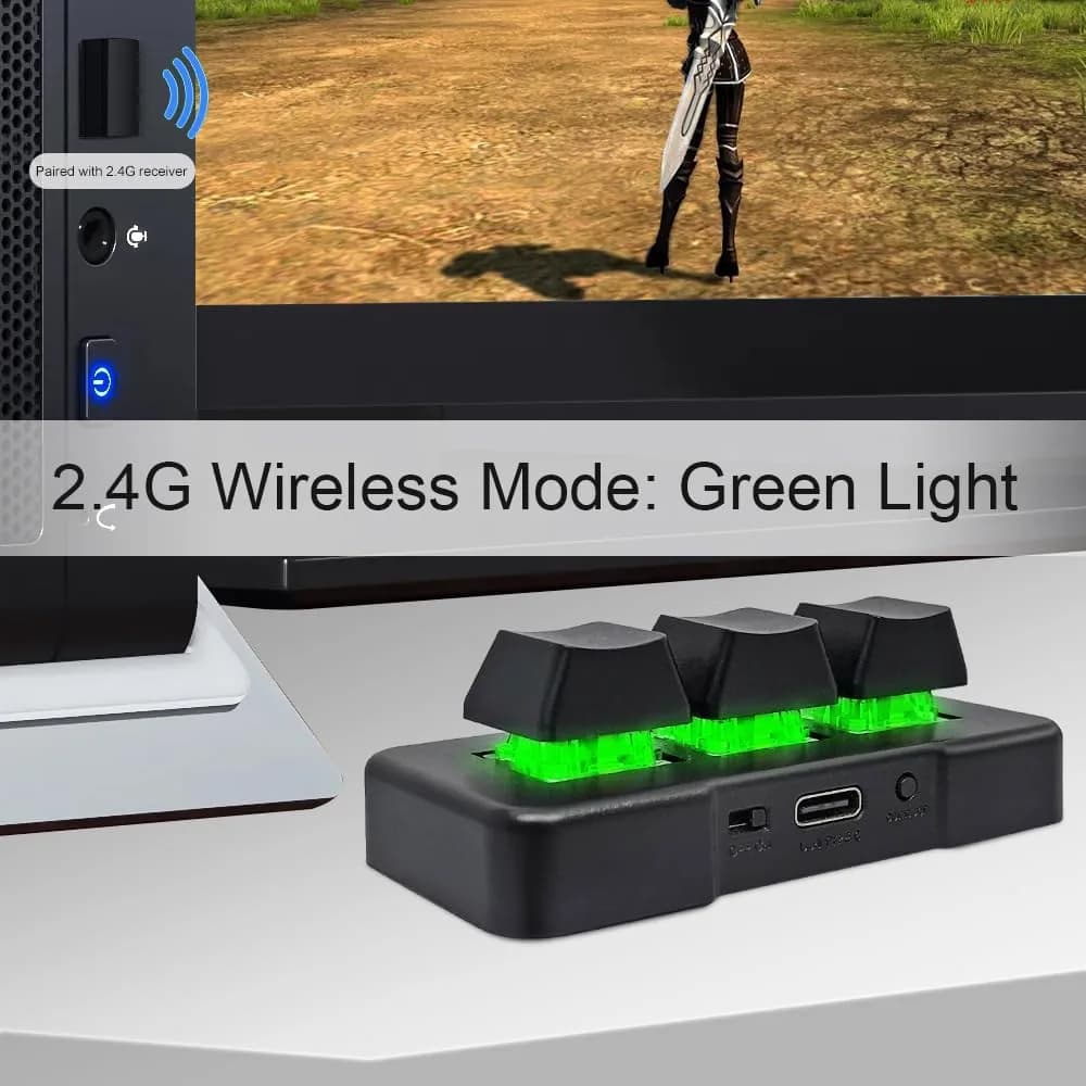 PCsensor MK321G-BL 3-Key Mini Keypad 2.4G Wireless Mechanical Keyboard with RGB LED | Programmable Hot Key - view 5