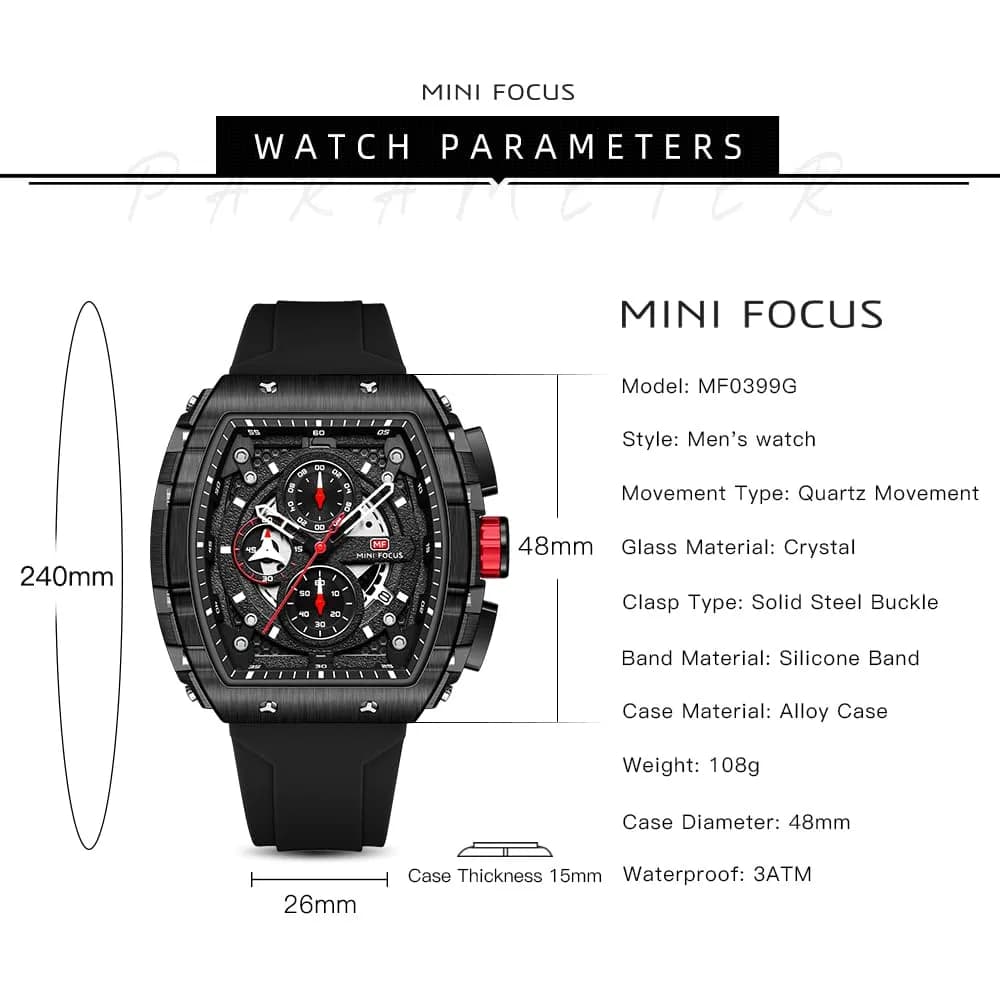 MF MINI FOCUS Men's Chronograph Watch 42mm (1.65 inches) | Water Resistant Luminous Quartz Wristwatch - view 6