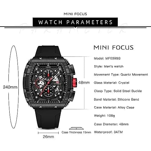 MF MINI FOCUS Men's Chronograph Watch 42mm (1.65 inches) | Water Resistant Luminous Quartz Wristwatch thumbnail 6