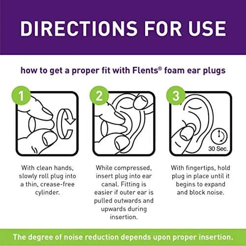 Flents Protechs Foam Ear Plugs NRR 33 Purple 20 Pair (10 Pair Pack x 2) | High-Noise Reduction for Sleep & Travel thumbnail 4