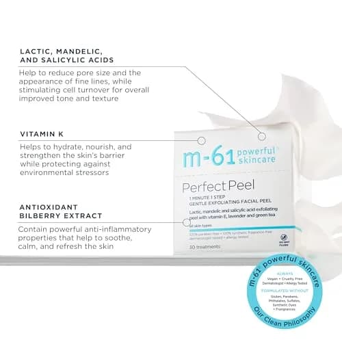m-61 Perfect Peel Gentle Exfoliating Facial Peel, 30 Treatments | Light Daily Skin Resurfacing & Clarifying thumbnail 3