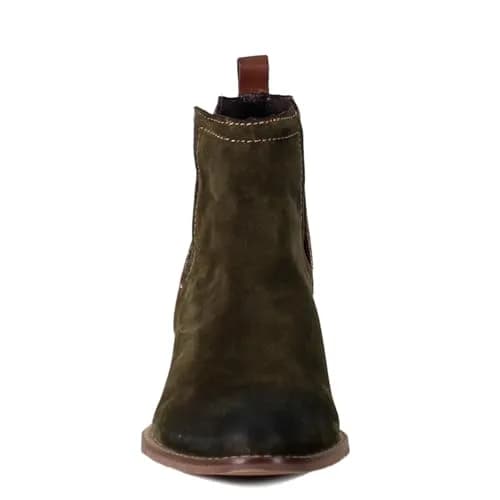 Diba True Stop By Pull On Round Toe Casual Boots Ankle Low Heel 8 US | Green, 1.5-inch Heel, Suede & Leather thumbnail 4