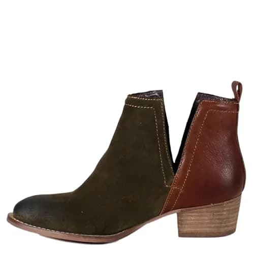 Diba True Stop By Pull On Round Toe Casual Boots Ankle Low Heel 8 US | Green, 1.5-inch Heel, Suede & Leather thumbnail 8