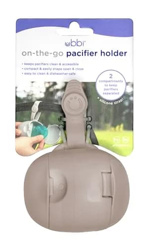 Ubbi On-The-Go Dual Pacifier Holder with Strap, Taupe | Keeps Pacifiers Clean & Organized thumbnail 7