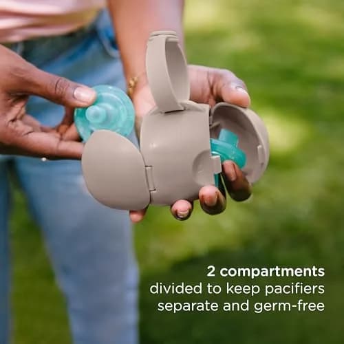 Ubbi On-The-Go Dual Pacifier Holder with Strap, Taupe | Keeps Pacifiers Clean & Organized thumbnail 2