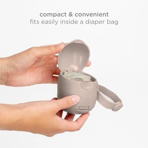 Ubbi On-The-Go Dual Pacifier Holder with Strap, Taupe | Keeps Pacifiers Clean & Organized thumbnail 3