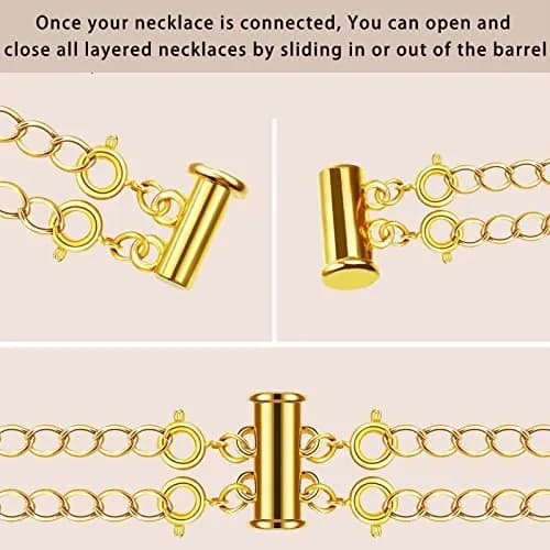 OHINGLT Magnetic Necklace Layering Clasps - 4 Piece Set (2x 15mm, 2x 20mm) - Gold & Silver Plated Brass thumbnail 6