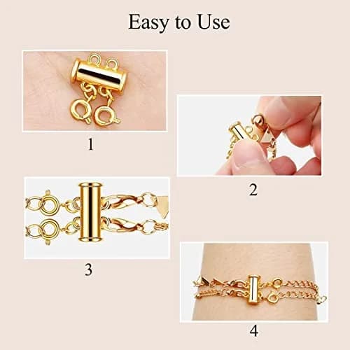 OHINGLT Magnetic Necklace Layering Clasps - 4 Piece Set (2x 15mm, 2x 20mm) - Gold & Silver Plated Brass thumbnail 3