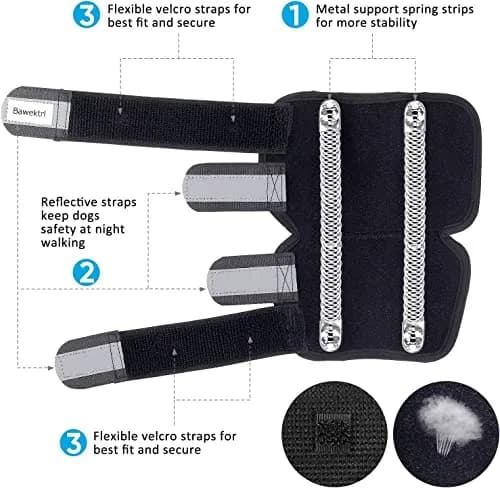 Bawektrl Dog Leg Brace for Back Legs, Canine Hind Hock Brace, Joint Compression Warps Support for Rear Leg with Injury Sprain, Wound Care for Loss of Stability from Arthritis Torn ACL (X-Small, Black, 1 Pair) thumbnail 5