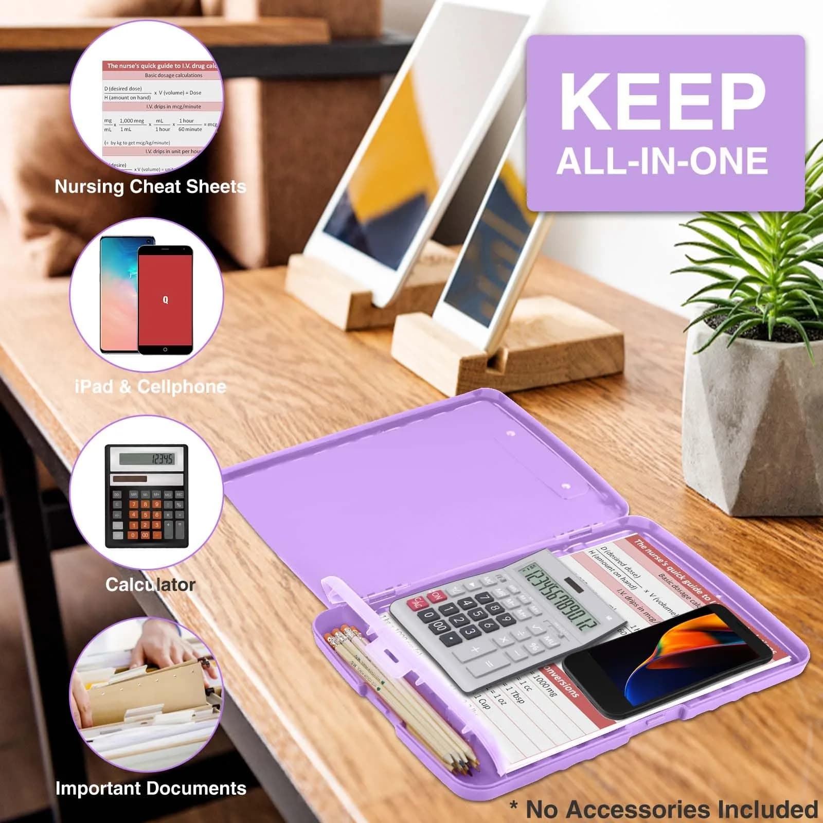 Sooez Storage Clipboard with Pen Holder, Lavender Purple, 8.5 x 11 inches | Durable Polypropylene Case for School & Office - view 5