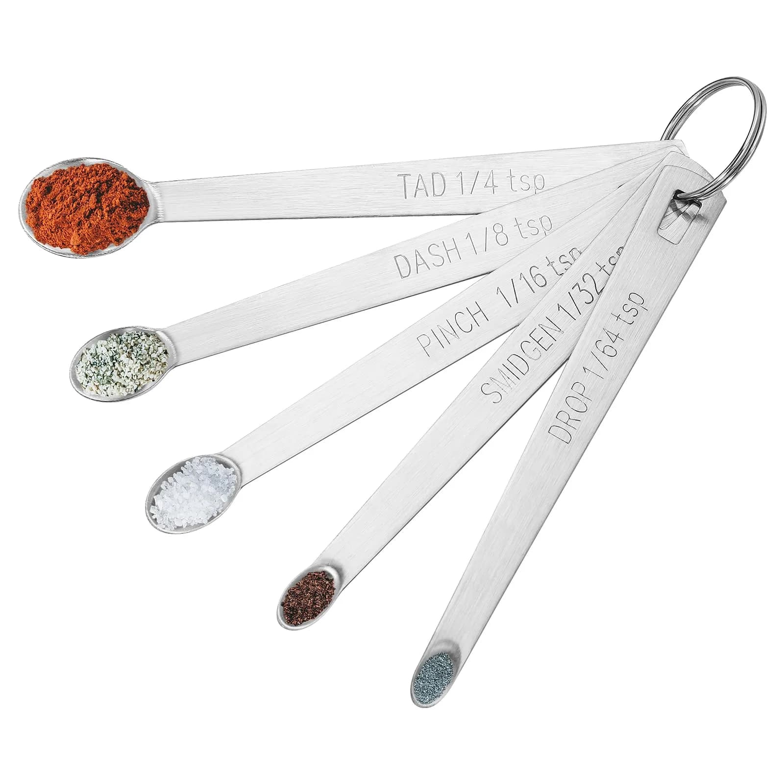 Cuttte Tiny Measuring Spoons Set 1/64 to 1/4 tsp | Stainless Steel Mini Spoons for Powders & Spices - main product image