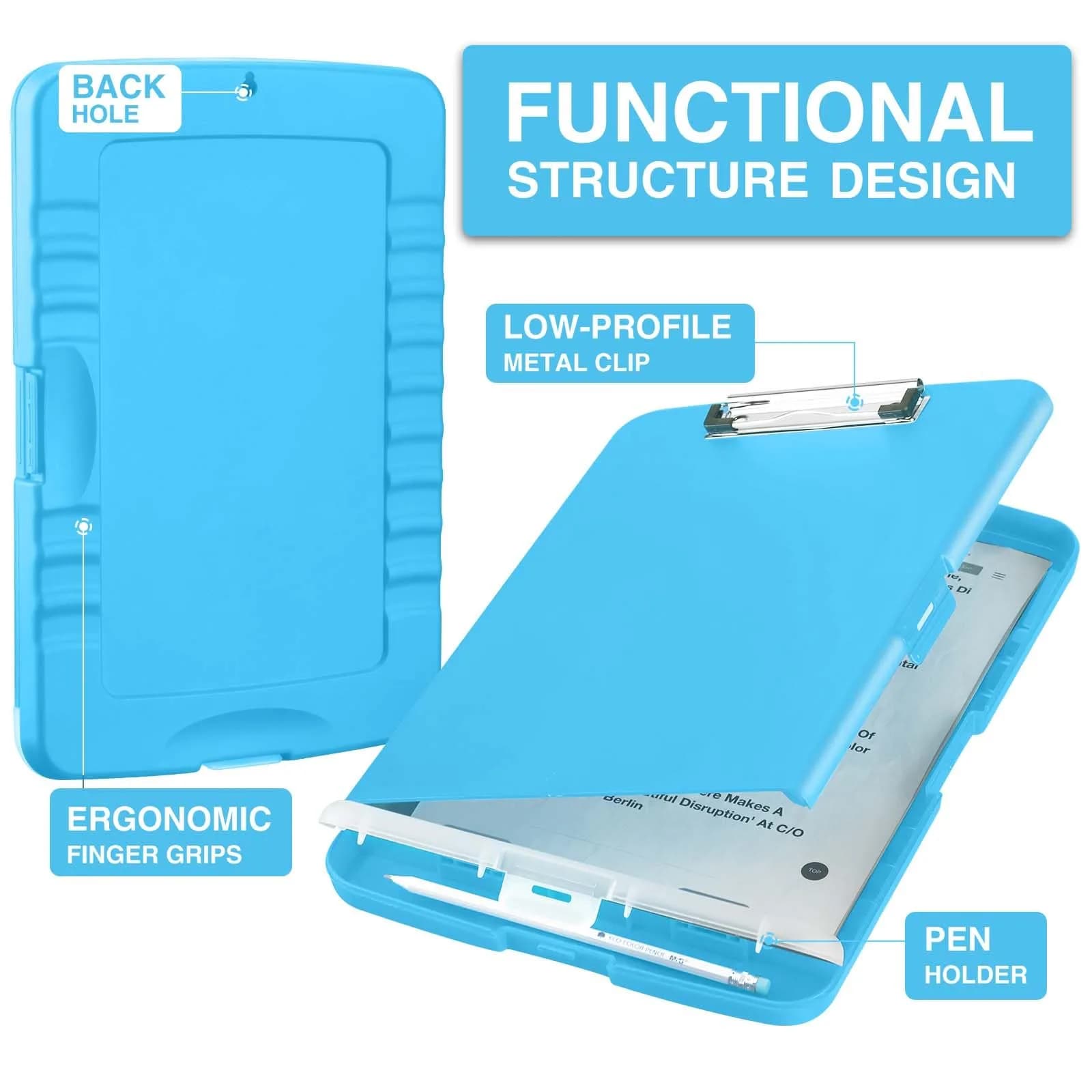 Sooez Storage Clipboard with Pen Holder 36.8 cm (14.5 in) | Holds 200+ Sheets & Pens - view 2