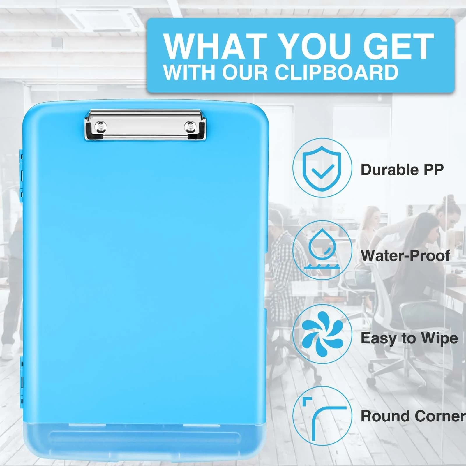 Sooez Storage Clipboard with Pen Holder 36.8 cm (14.5 in) | Holds 200+ Sheets & Pens - view 4