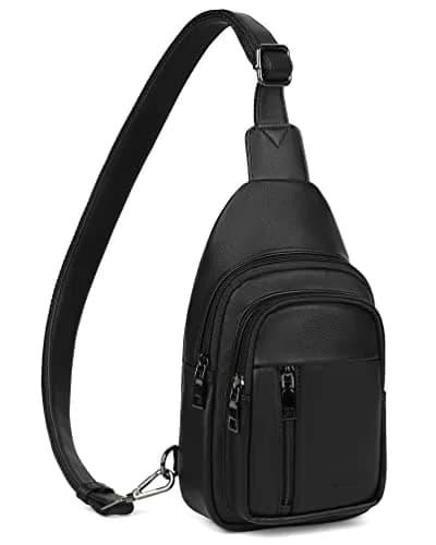 MASINTOR Sling Bag for Women, Crossbody Fanny Pack, Black | Durable Faux Leather, Adjustable Strap thumbnail 1