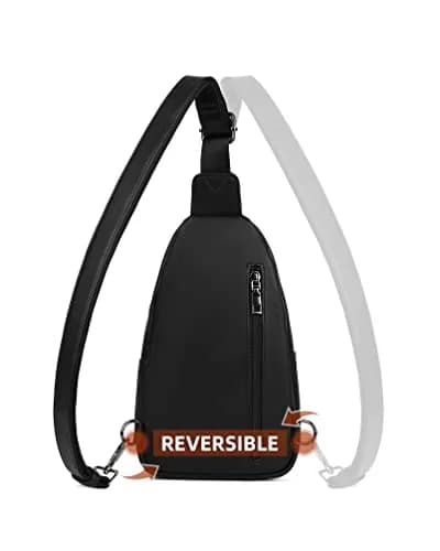MASINTOR Sling Bag for Women, Crossbody Fanny Pack, Black | Durable Faux Leather, Adjustable Strap thumbnail 5