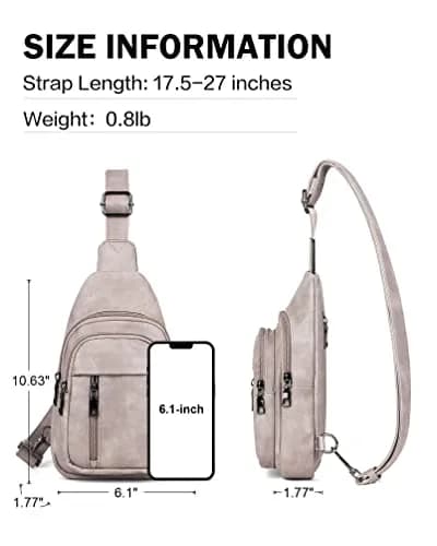 MASINTOR Sling Bag for Women, Grey | Adjustable Faux Leather Crossbody & Fanny Pack thumbnail 4