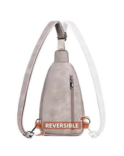 MASINTOR Sling Bag for Women, Grey | Adjustable Faux Leather Crossbody & Fanny Pack thumbnail 5