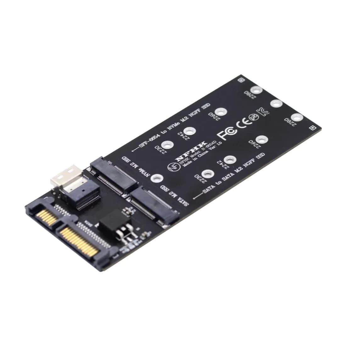 chenyang M.2 NVME PCIe SSD to SFF-8654 & NGFF SATA SSD to SATA Combo Adapter | PCIe 3.0 x4 — NVME to SFF-8654 ＆ NGFF to SATA