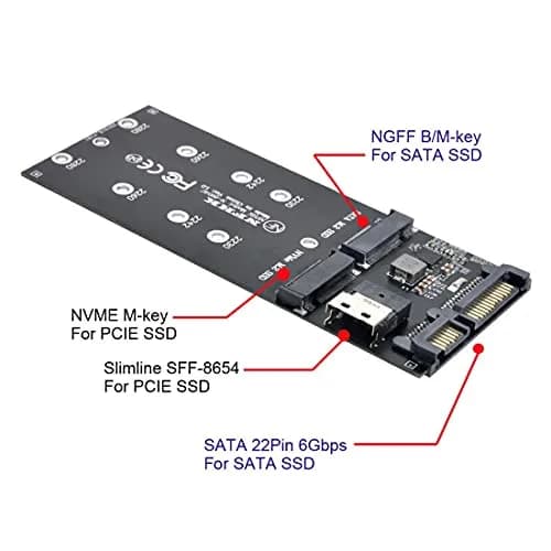 chenyang M.2 NVME PCIe SSD to SFF-8654 & NGFF SATA SSD to SATA Combo Adapter | PCIe 3.0 x4 thumbnail 3