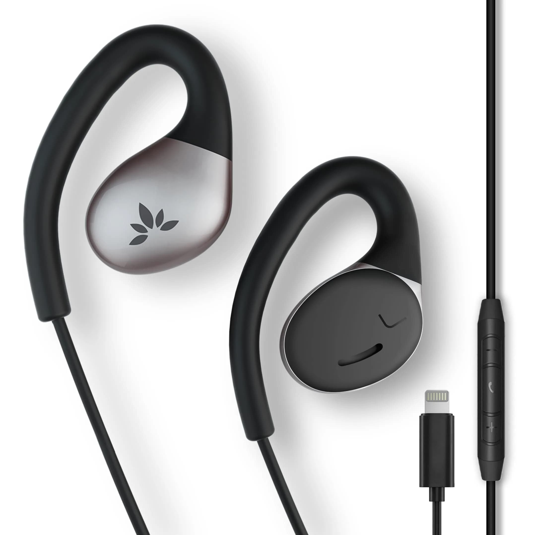 Avantree Resolve Lightning Wired Open-Ear Earbuds with Mic & Ear Hook | Small-Medium Size, iPhone 5-14 Compatible - main product image