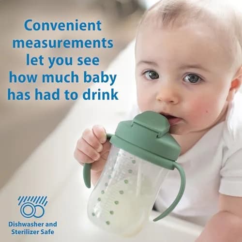 Dr. Brown's Milestones Baby's First Straw Cup, Olive Green, 270ml (9 oz) | Spill-Proof & BPA-Free thumbnail 6