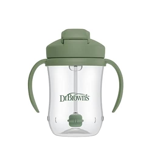 Dr. Brown's Milestones Baby's First Straw Cup, Olive Green, 270ml (9 oz) | Spill-Proof & BPA-Free thumbnail 7