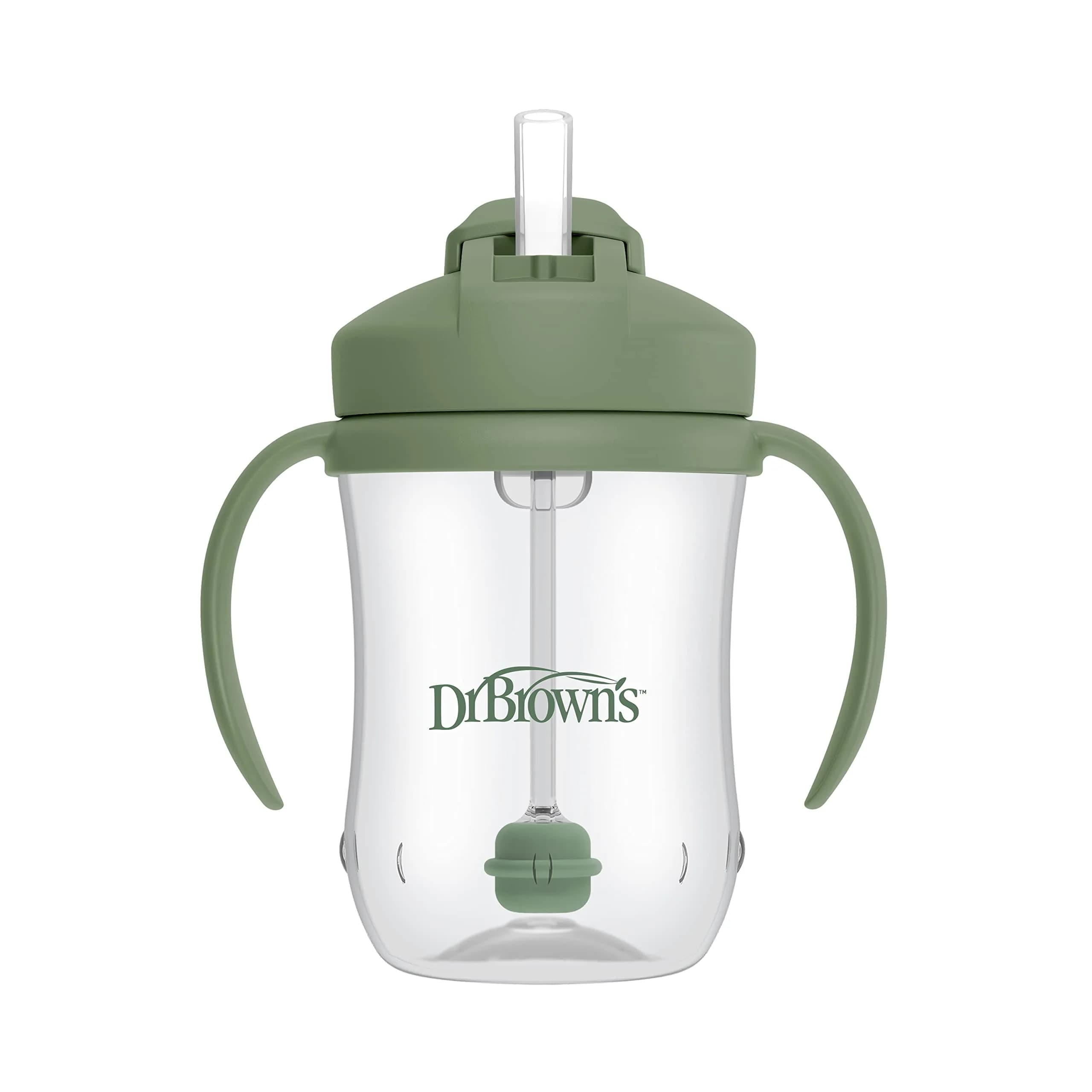 Dr. Brown's Milestones Baby's First Straw Cup, Olive Green, 270ml (9 oz) | Spill-Proof & BPA-Free