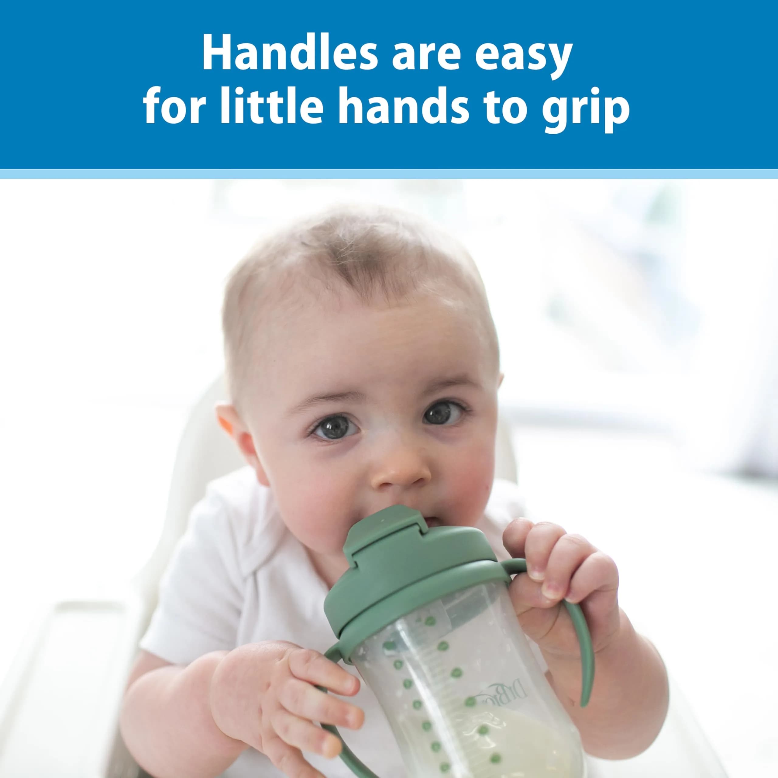 Dr. Brown's Milestones Baby's First Straw Cup, Olive Green, 270ml (9 oz) | Spill-Proof & BPA-Free - view 3